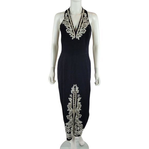 Escada Black Vintage Velvet Long Formal Dress - Picture 1 of 8